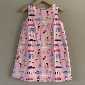 NWT Seesaw Society Girl’s Pink Cotton Paris Lined Sleeveless Shift Dress Size 5